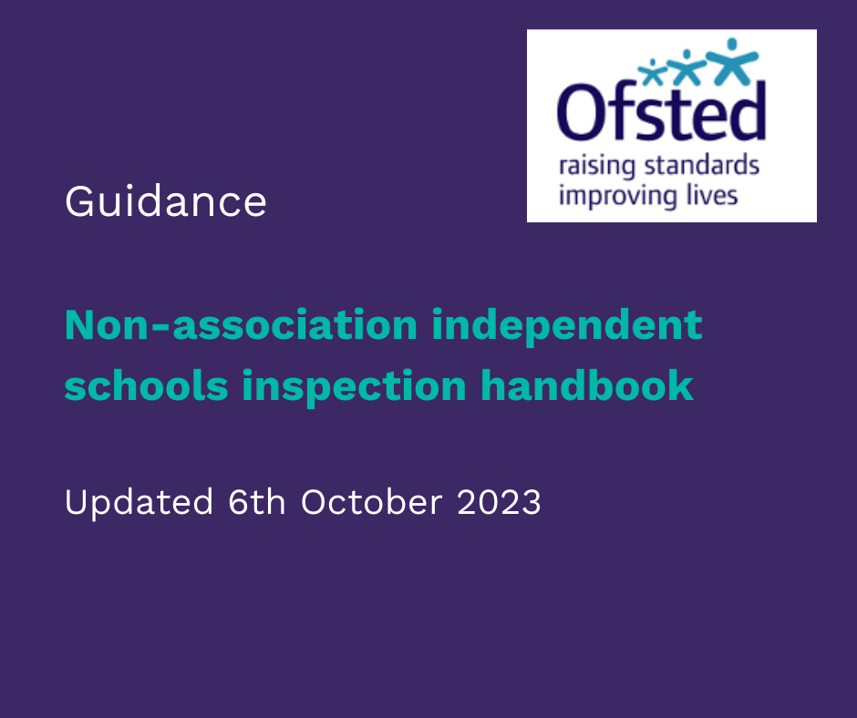 Update of Ofsted’s Schools Inspection Handbook and Independent Schools Inspection Handbook 